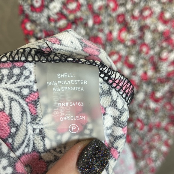 Tommy Hilfiger Dress A-Line Sleeveless Floral Print Pink Tan Black White Size 12 - Picture 4 of 4